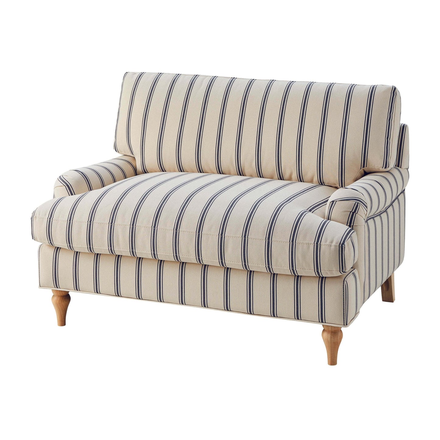 Dusk Grade B Hampshire Blue Stripe Linen Look Loveseat RRP £379