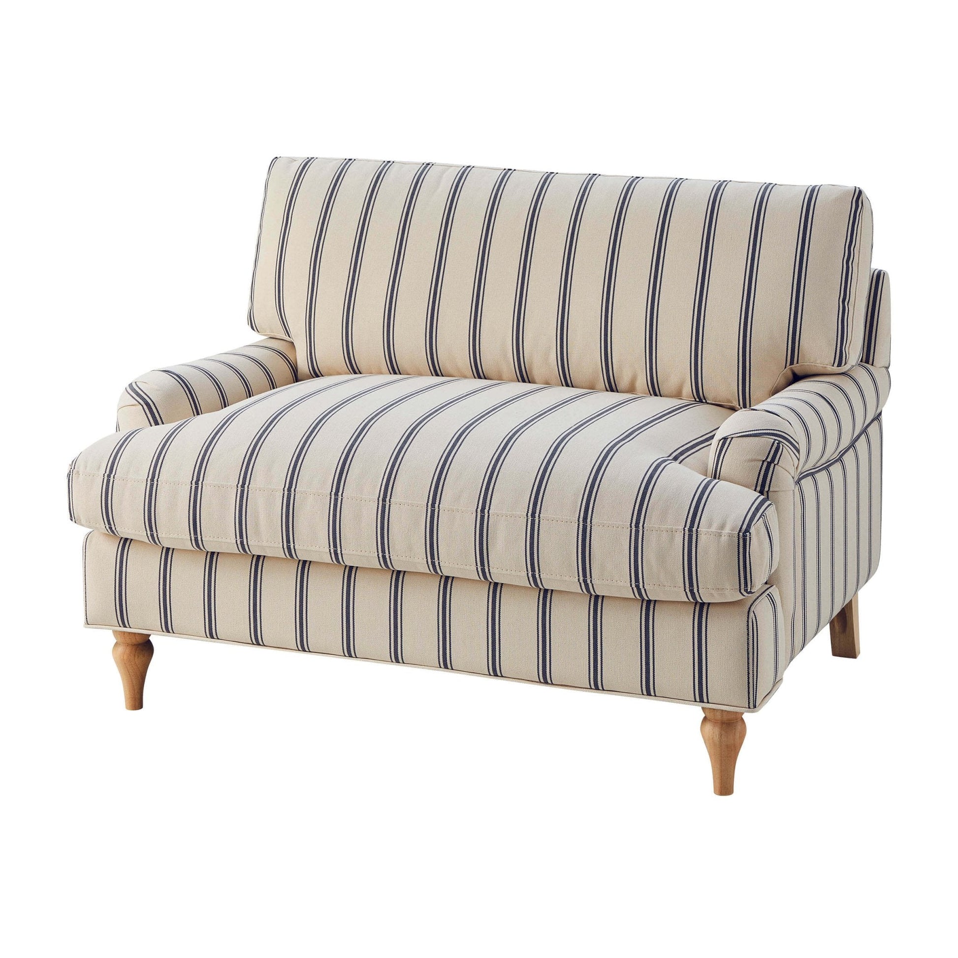 Dusk Grade B Hampshire Blue Stripe Linen Look Loveseat RRP £379