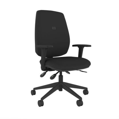 POS-CC2-00247 Grade-C1 Posturite Posturite Positiv P-Sit High Back Office Chair with Armrests and Inflatable Lumbar - Black RRP £477
