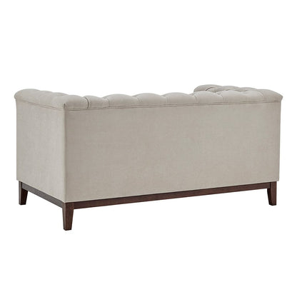 Dusk Chesterfield Grade B Stone Matte Velvet 2 Seater Sofa RRP £479