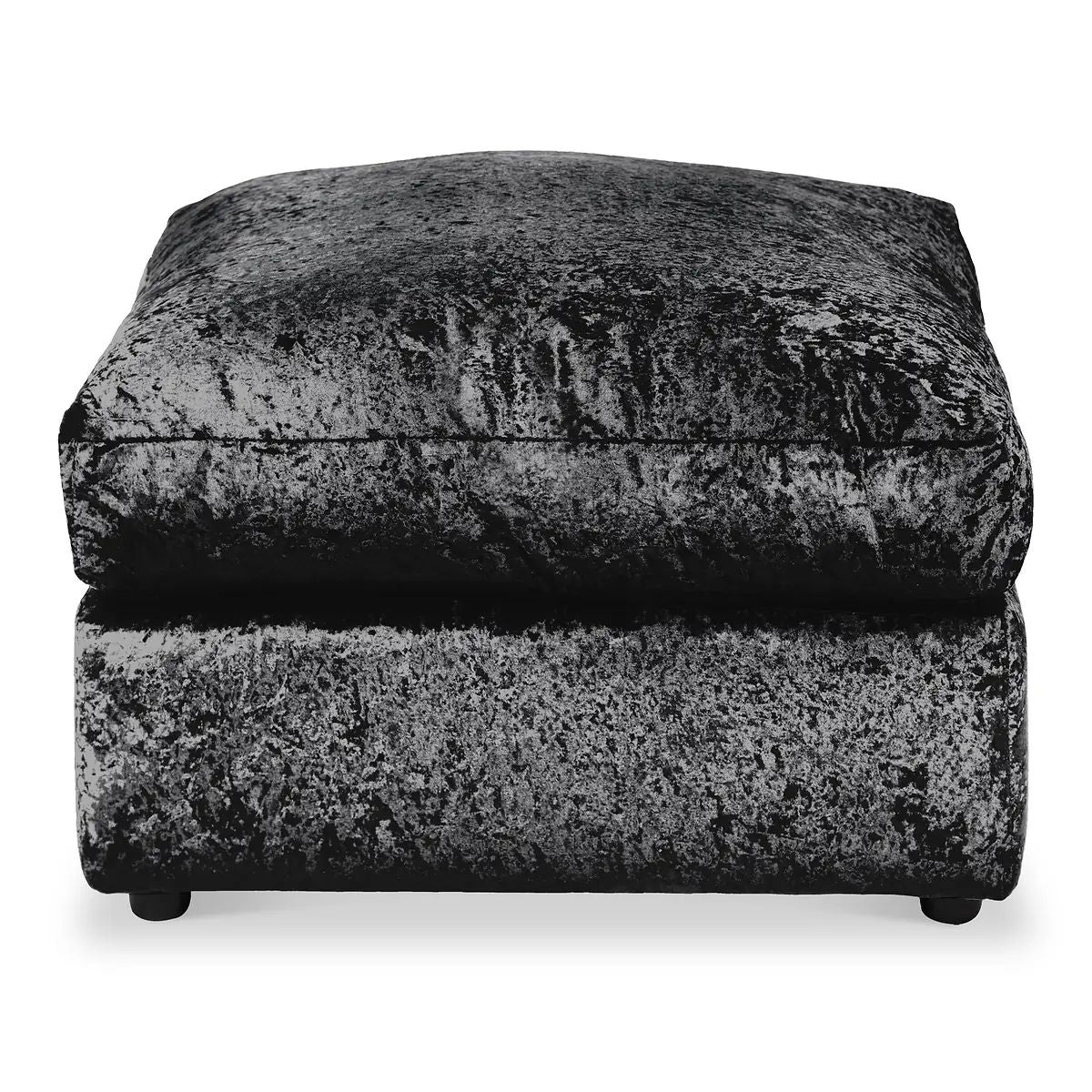 Roseland Grade B Furniture Tamara Black Crushed Velvet Footstool RRP £220