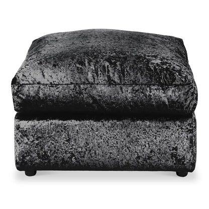 Roseland Grade B Furniture Tamara Black Crushed Velvet Footstool RRP £220