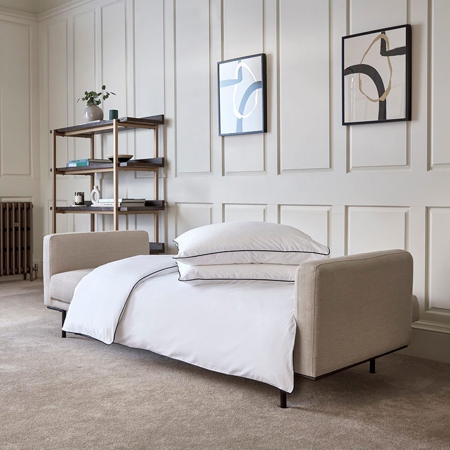Dusk Hudson Grade B Stone Grey Linen Look Click Clack Sofa Bed RRP £339