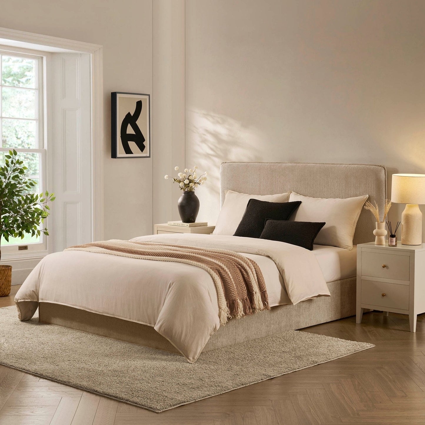 DUS-CC2-06480 Grade-B Dusk Oslo Double Ottoman Storage Bed - Textured Oatmeal RRP £319.00