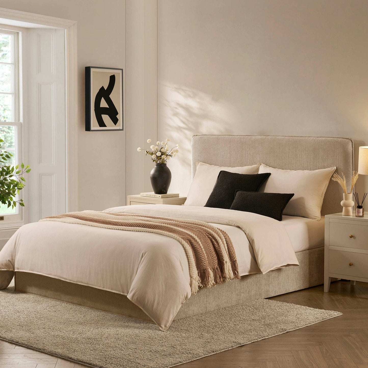 DUS-CC2-06480 Grade-B Dusk Oslo Double Ottoman Storage Bed - Textured Oatmeal RRP £319.00
