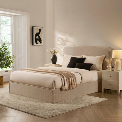 DUS-CC2-06480 Grade-B Dusk Oslo Double Ottoman Storage Bed - Textured Oatmeal RRP £319.00