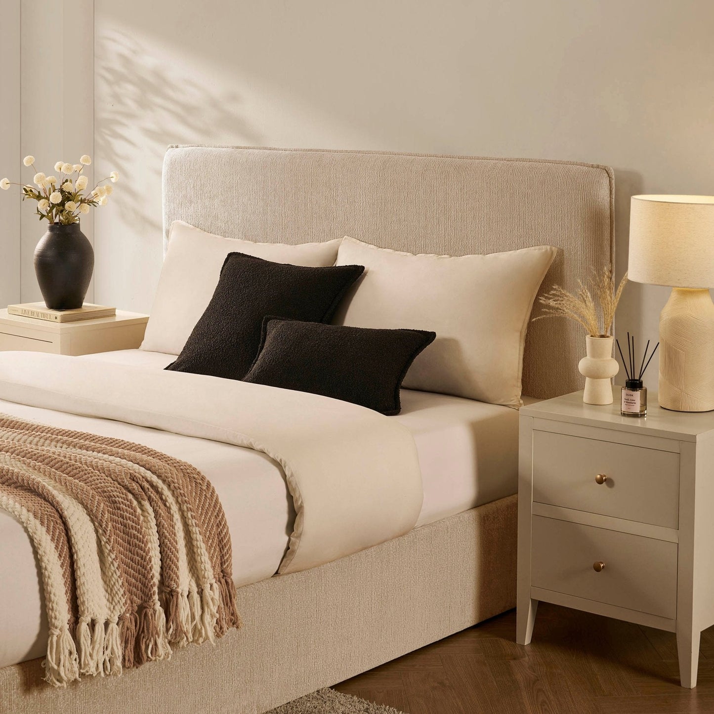 DUS-CC2-06480 Grade-B Dusk Oslo Double Ottoman Storage Bed - Textured Oatmeal RRP £319.00