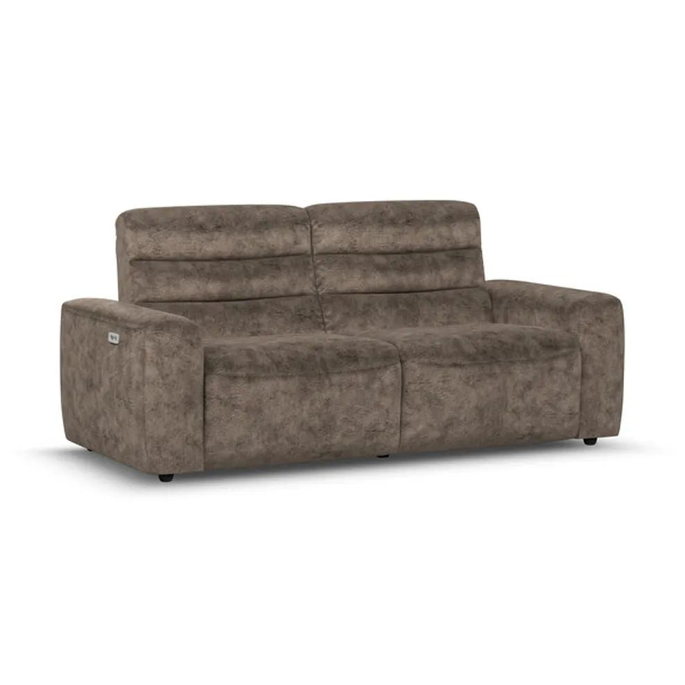 Oak Furnitureland Grade B Cohen Dapple Chocolate 3 Seat Electric Recliner Sofa RRP £1350