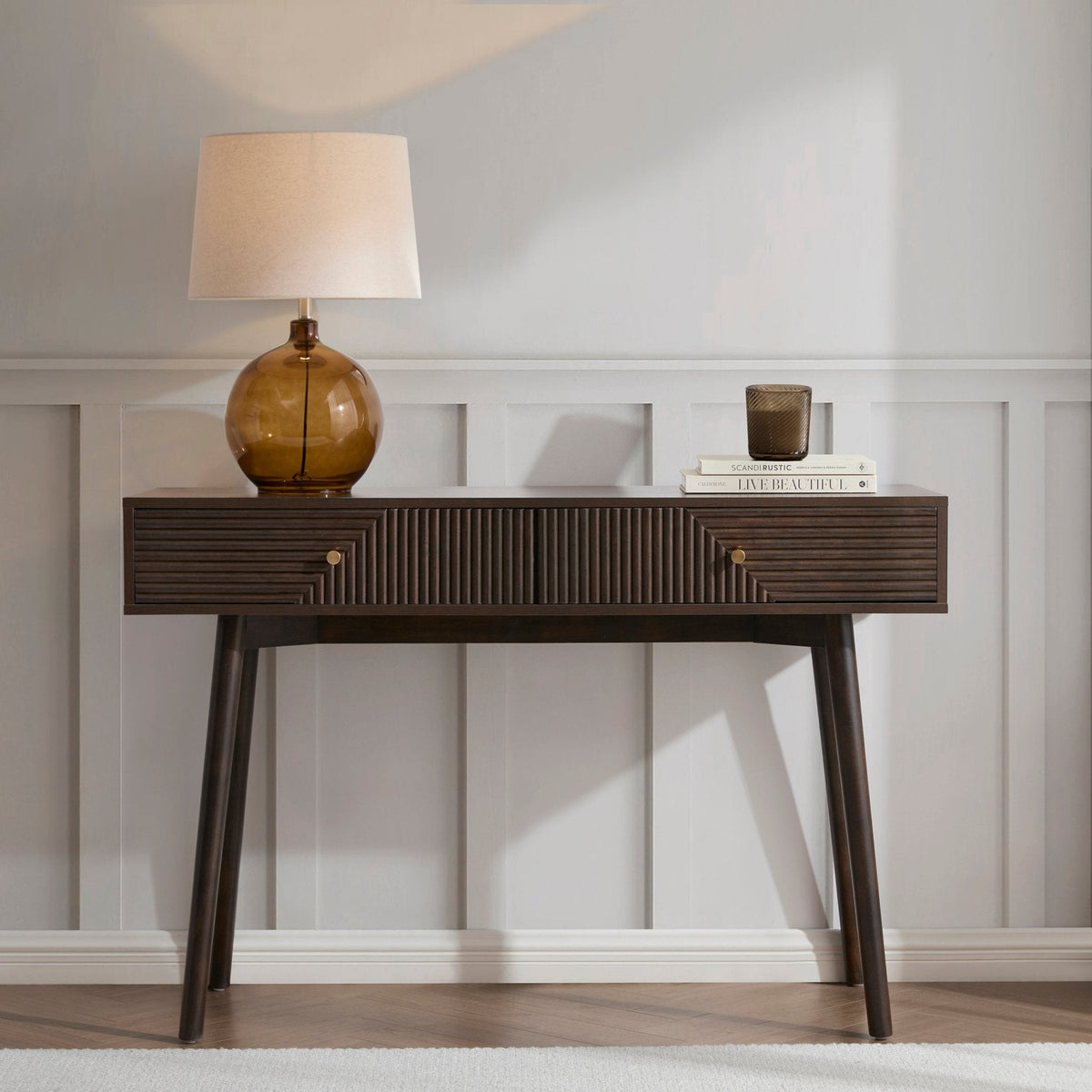 DUS-CC2-08559 Grade-B Dusk Dora Dressing Table Console - Walnut RRP £159.00