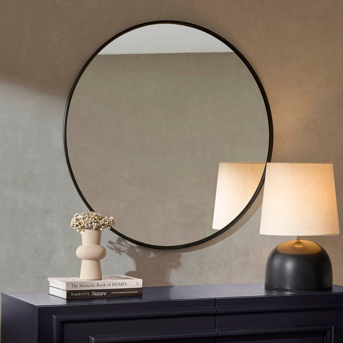 DUS-CC2-06011 Grade-B Dusk Circle Wall Mirror - Black RRP £45.00