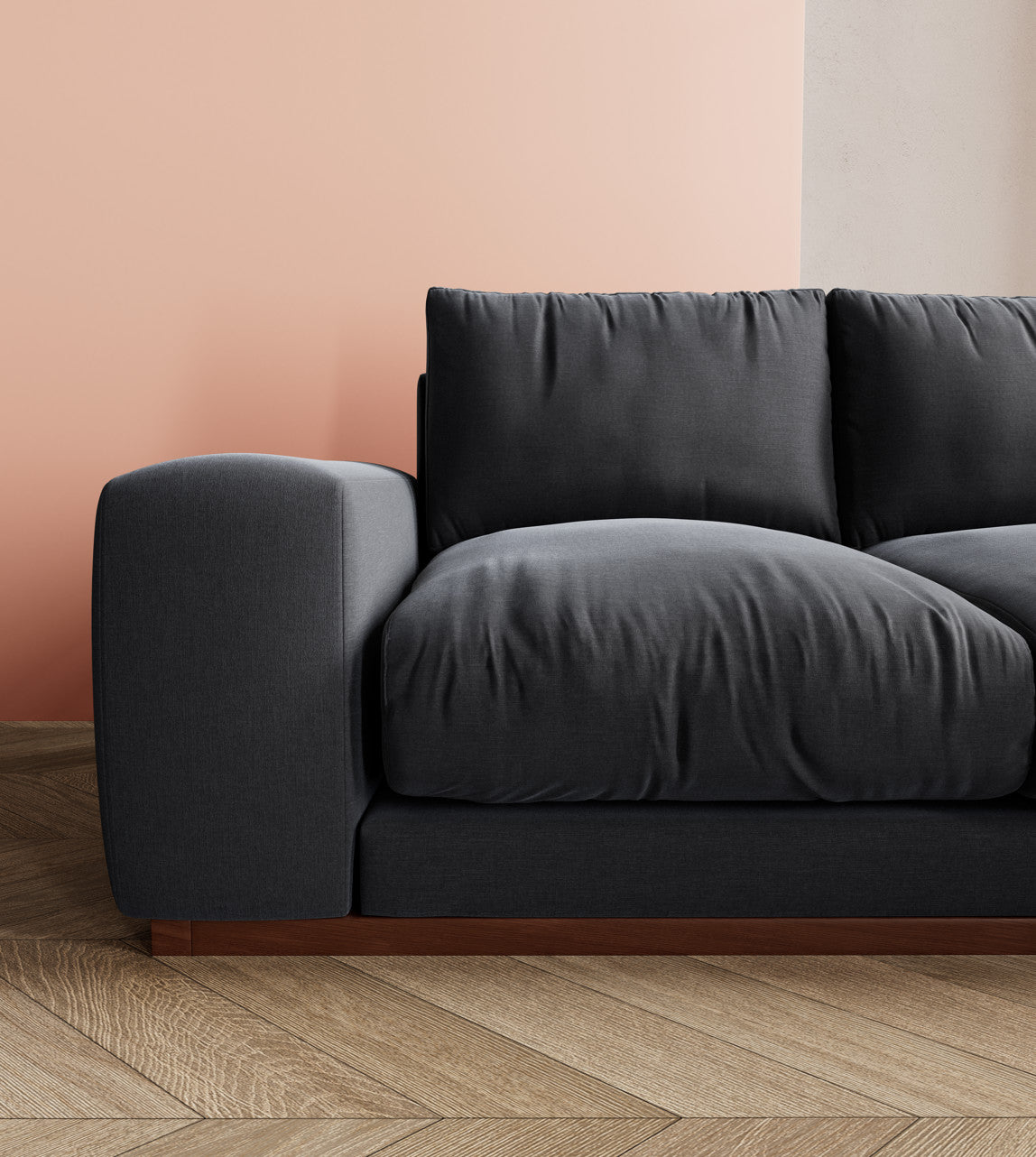 Image 4 - SWO-AP-36586 Grade-BER Denver Right Hand Corner Sofa in Plain Ebony Dark Feet 