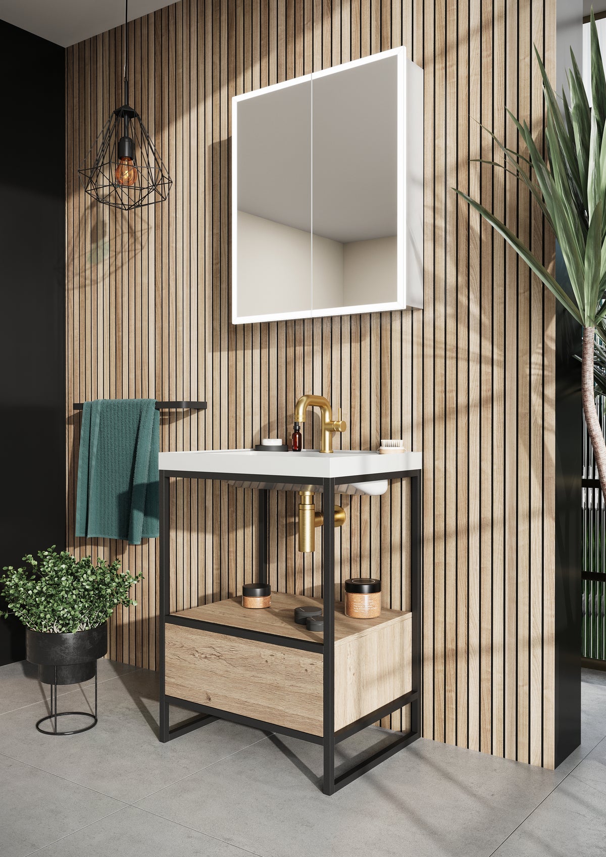 Scudo Grade A Boho 600mm Basin with Floorstanding Black Frame RRP £560