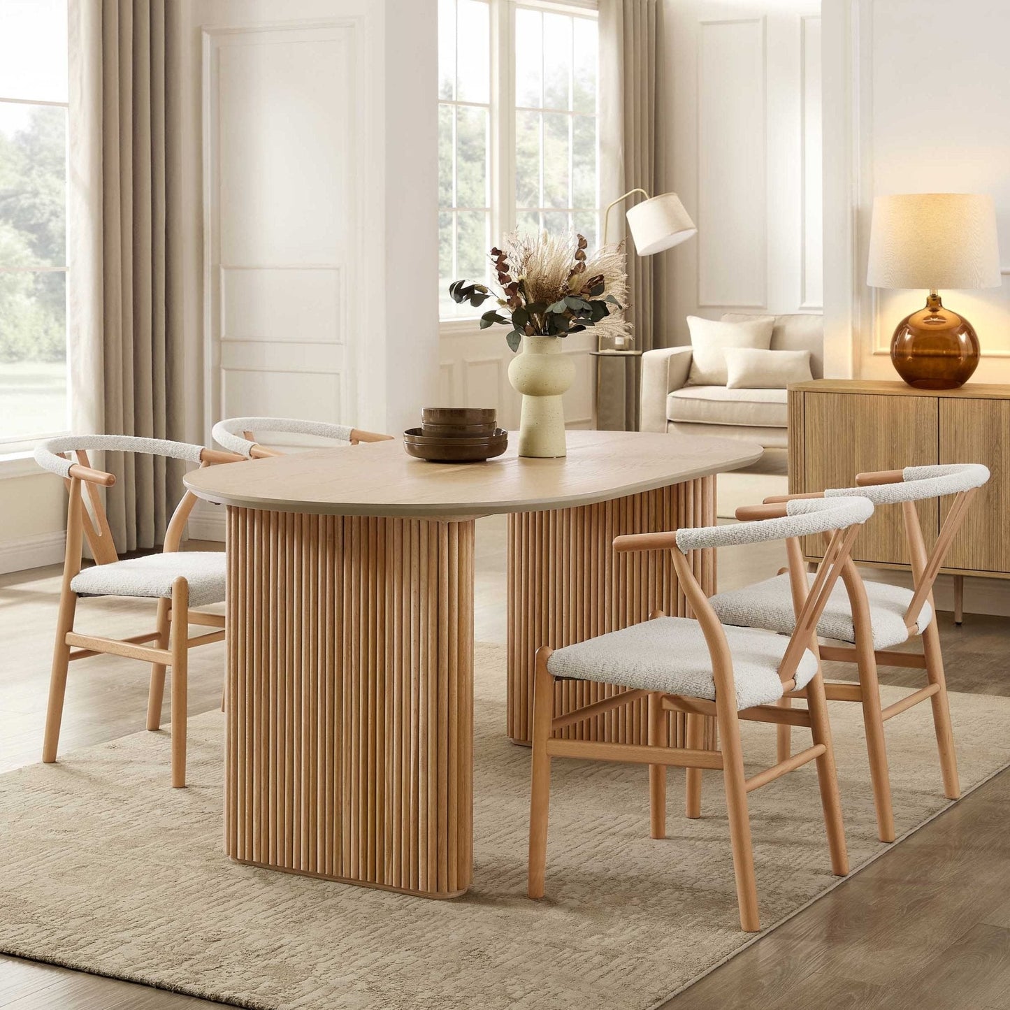 Dusk Grade B Hattie Natural Panel Oval 4-6 Seater Dining Table RRP £429