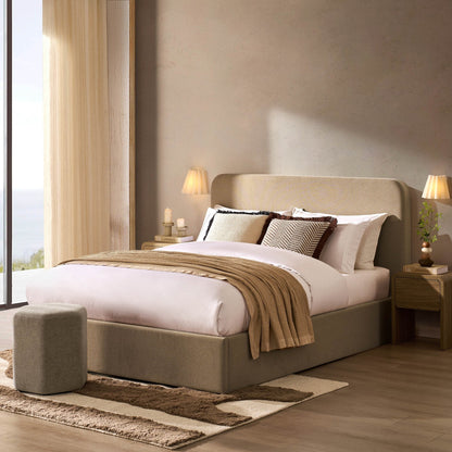 Dusk Ascot Grade B Oatmeal Linen Look King Size Ottoman Storage Bed RRP £349