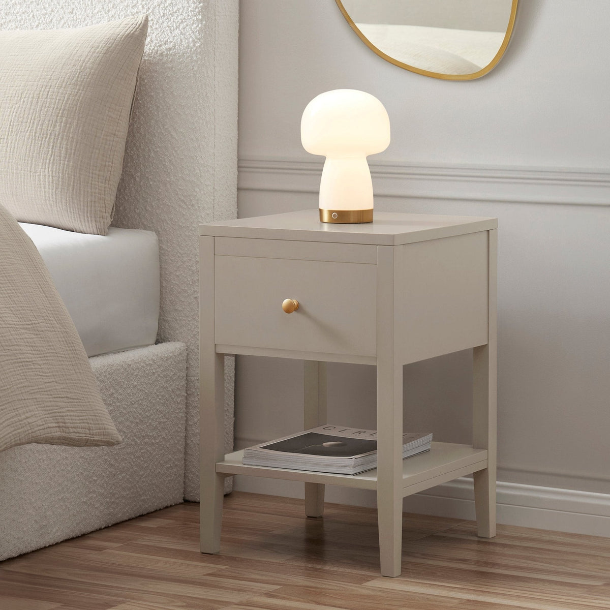 DUS-CC2-07103 Grade-B Dusk Poppy 1 Drawer Nightstand - Taupe RRP £69.00