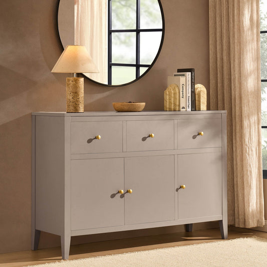 DUS-CC2-04855 Grade-C1 Dusk Poppy 3 Door Sideboard with Drawers - Taupe RRP £209.00