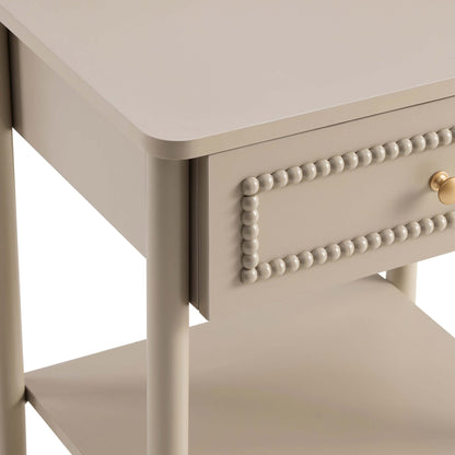 DUS-CC2-05658 Grade-B Dusk Posy 1 Drawer Nightstand - Taupe RRP £89.00