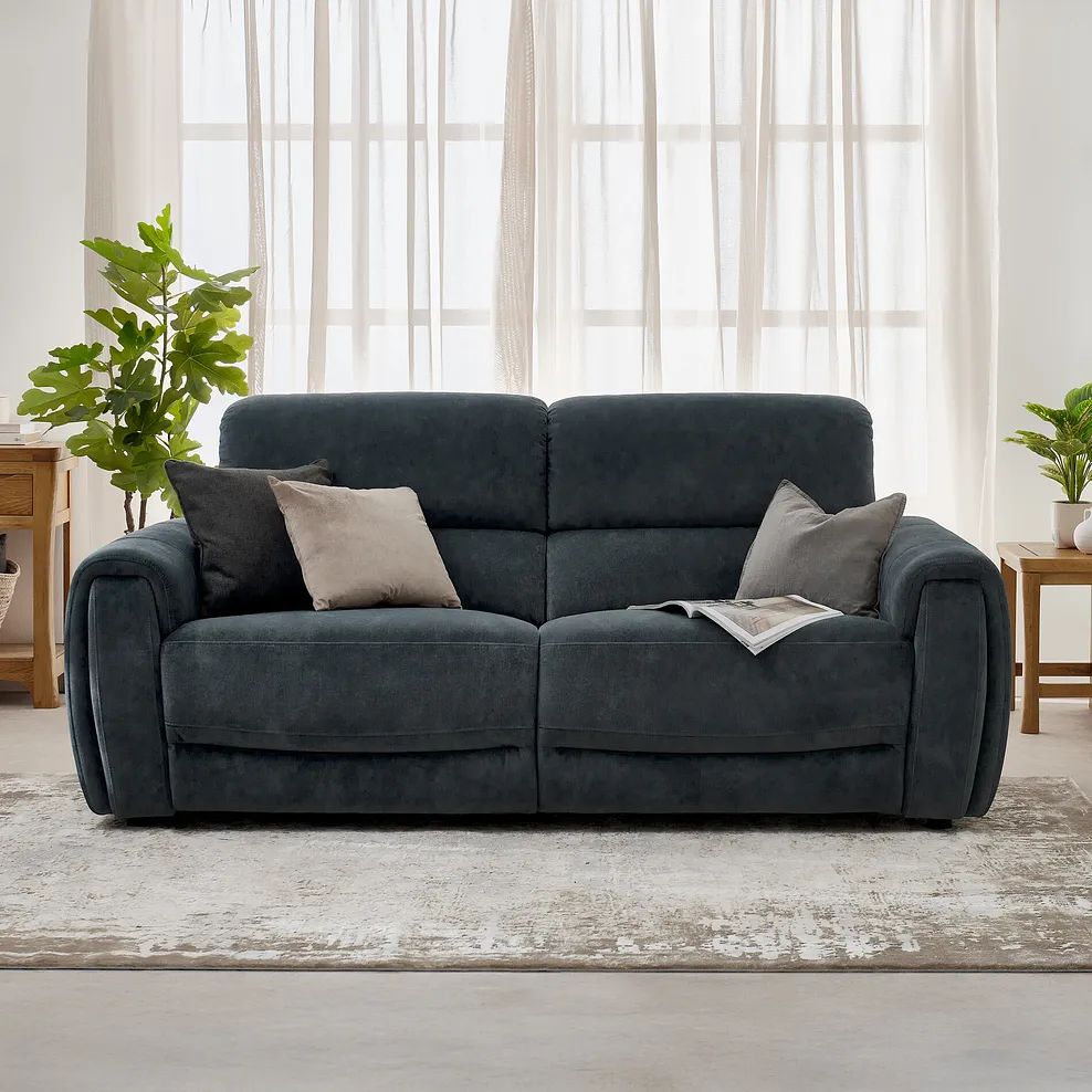  Oak Furnitureland Grade B Arabella Shadow Fabric 3 Seater Power Recliner Sofa RRP £1700