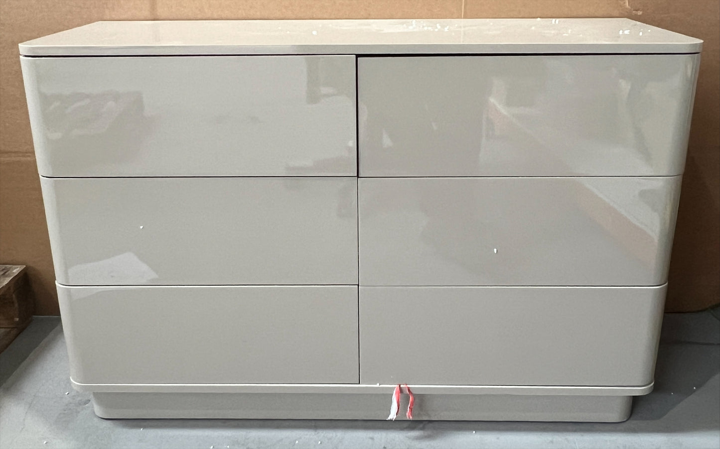 DUS-CC2-01661 Grade-C3 Dusk Romilly High Gloss 6 Drawer Chest - Taupe RRP £239.00