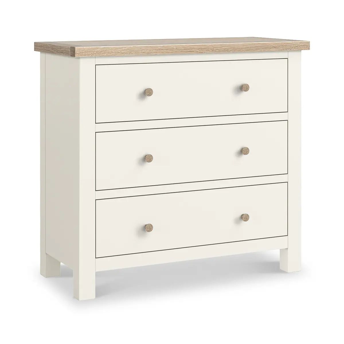 ROS-OUT-00558 Grade-C1 Roseland Furniture Farro Coconut White & Oak 3 Drawer Chest RRP £219.95