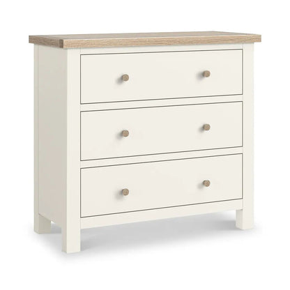 ROS-OUT-00558 Grade-C1 Roseland Furniture Farro Coconut White & Oak 3 Drawer Chest RRP £219.95