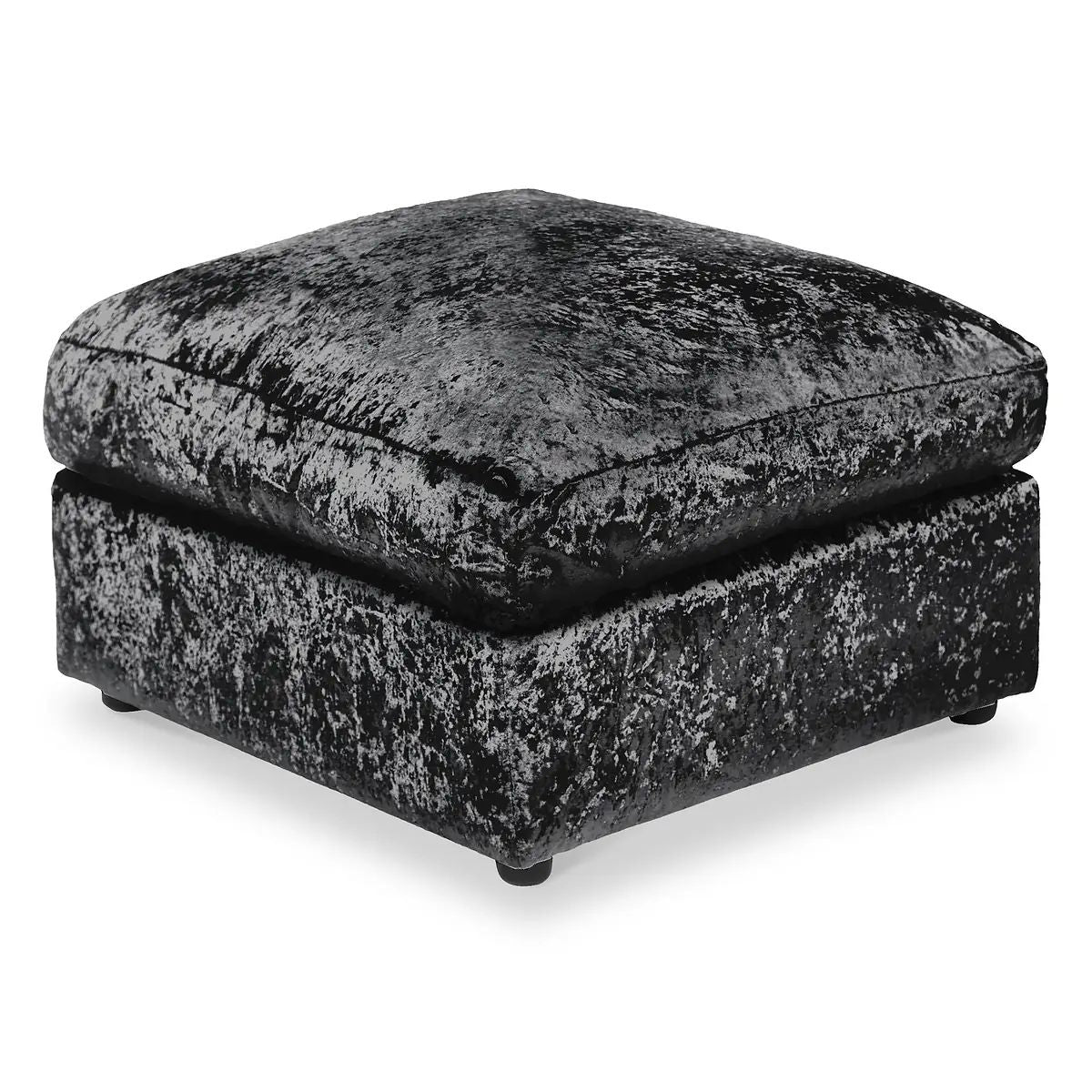 Roseland Grade B Furniture Tamara Black Crushed Velvet Footstool RRP £220