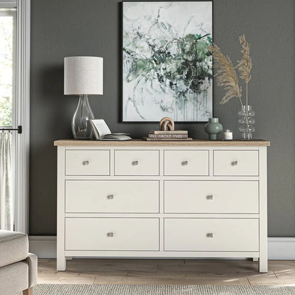 Roseland Grade B Furniture Farro Coconut White & Oak 8 Drawer Chest of Drawers RRP £500