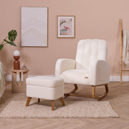 Tutti Bambini Grade B Luca Rocking Chair & Storage Footstool - Fresh Cream RRP £259