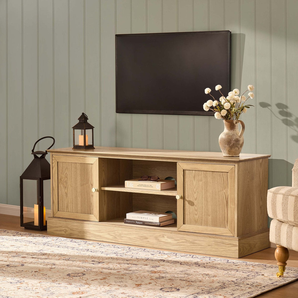 Dusk Ruby Grade B Light Wood TV Unit for TVs up to 60" RRP £219