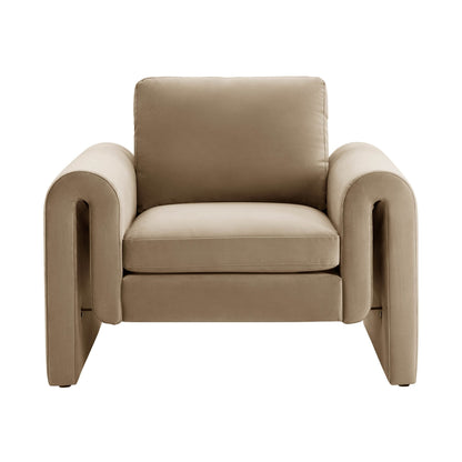 Dusk Grade B Marseille Latte Velvet Armchair RRP £259