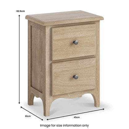 ROS-OUT-00874 Grade-B Roseland Furniture Celine Washed Oak 2 Drawer Bedside Table RRP £109.00