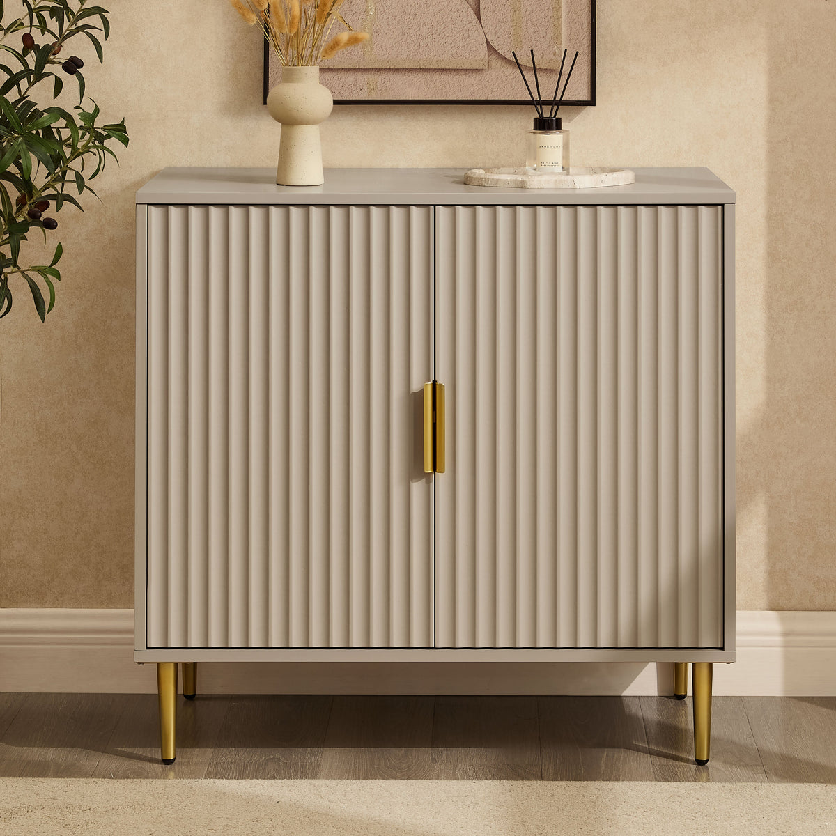 Dusk Evie Grade B Taupe and Gold Effect 2 Door Sideboard RRP £209.00