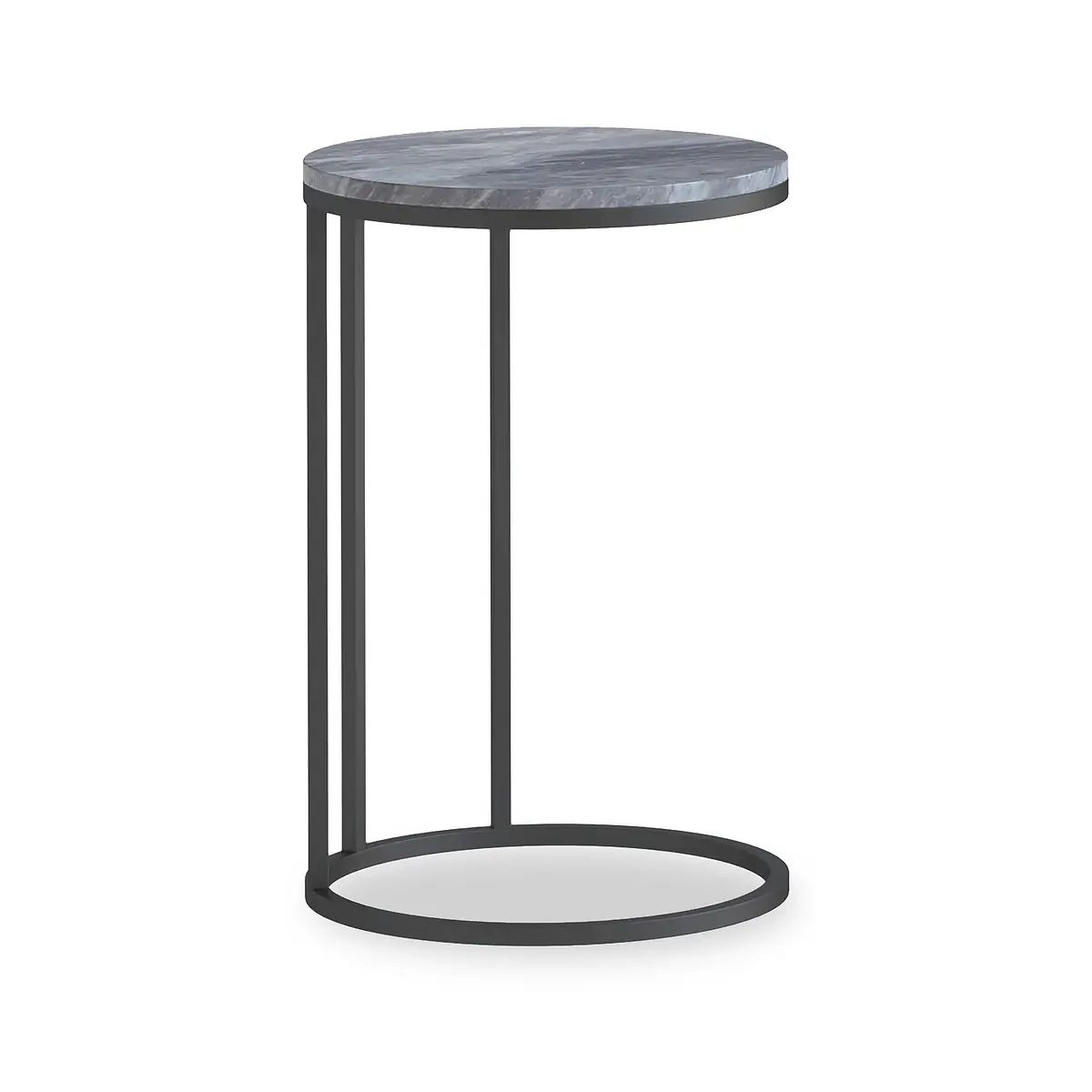 ROS-OUT-01087 Grade-B Roseland Furniture Pimlico Grey Marble Grey Frame Round C Side Table RRP £94.95