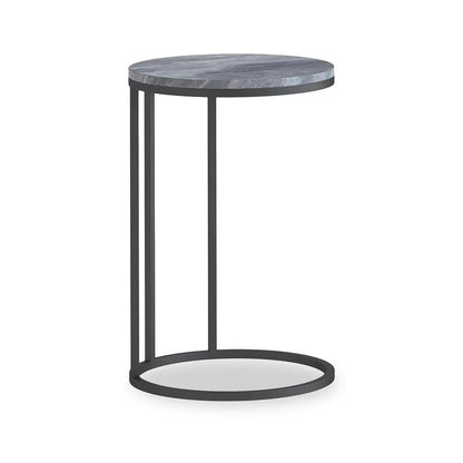 ROS-OUT-01087 Grade-B Roseland Furniture Pimlico Grey Marble Grey Frame Round C Side Table RRP £94.95