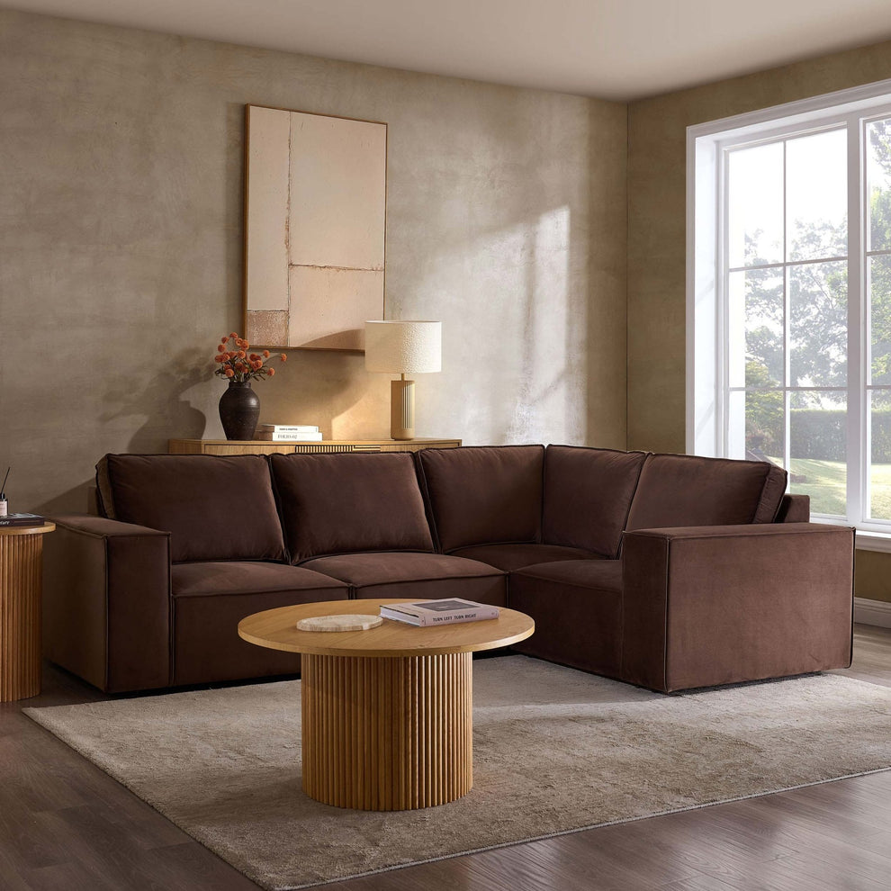Dusk Brooklyn Grade B Cappuccino Velvet Small Right Hand L-Shape Sofa RRP £899