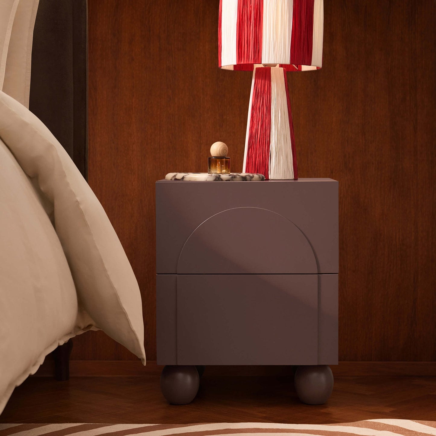 DUS-CC2-07408 Grade-B Dusk Rachel Arch Front 2 Drawer Bedside Table - Mocha RRP £99.00