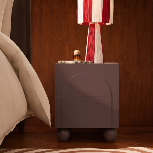 DUS-CC2-07408 Grade-B Dusk Rachel Arch Front 2 Drawer Bedside Table - Mocha RRP £99.00
