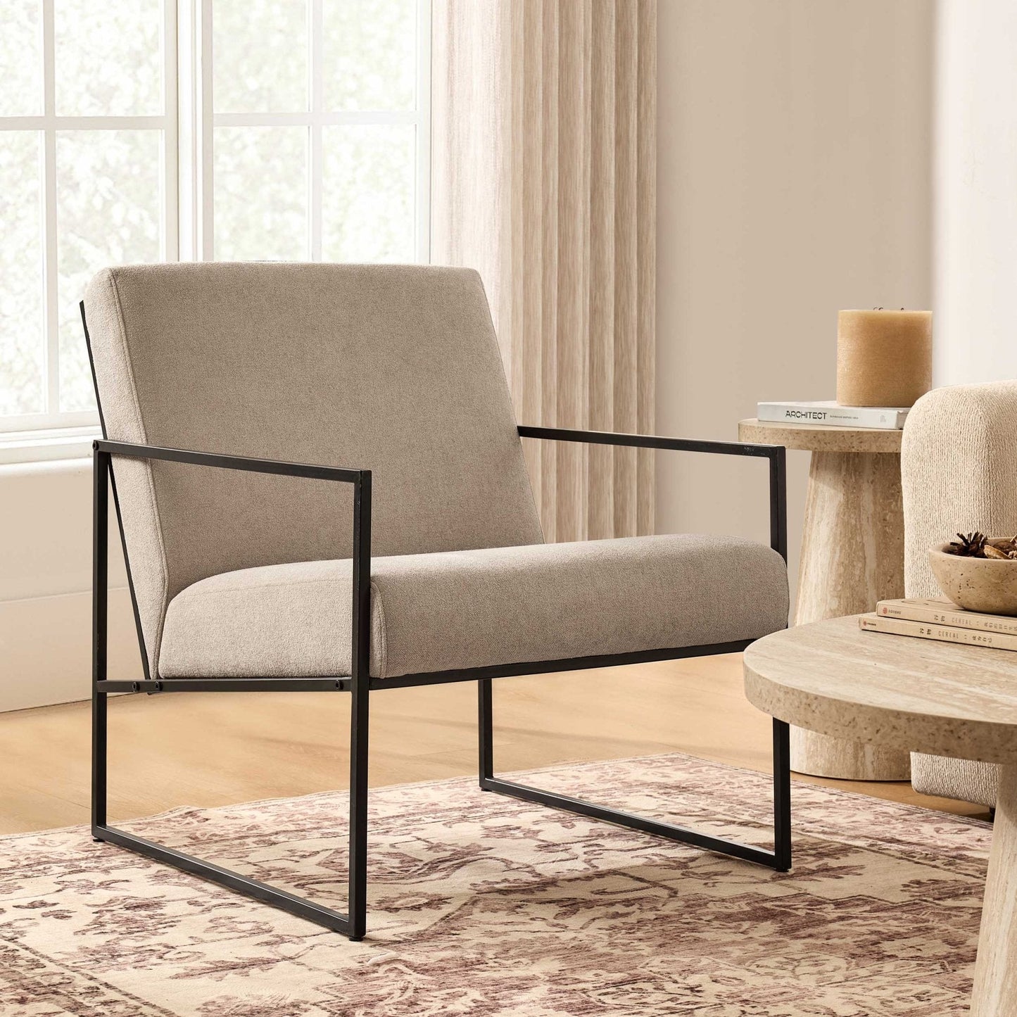 DUS-CC2-05716 Grade-B Dusk Rae Accent Chair Chenille Greige RRP £139.00