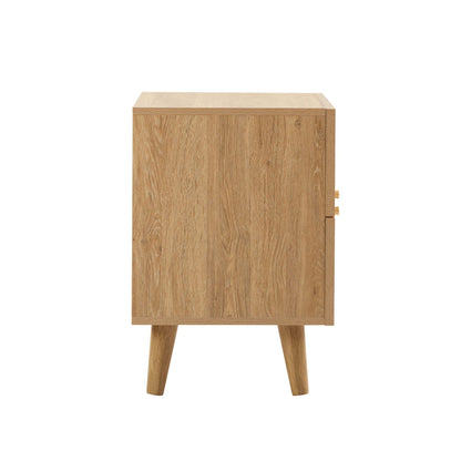 DUS-CC2-05518 Grade-B Dusk Raven Light Wood & Rattan 2 Drawer Bedside Table RRP £119.00