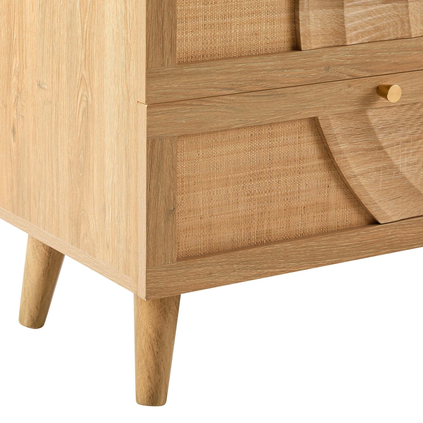 DUS-CC2-05936 Grade-B Dusk Raven Light Wood & Rattan 6 Drawer Chest RRP £259.00
