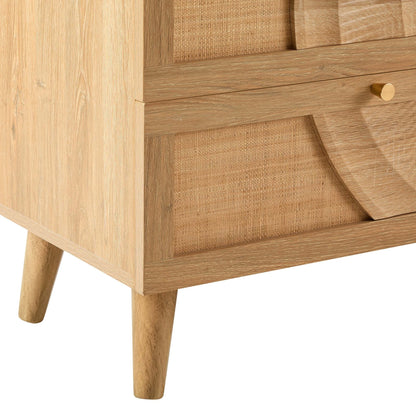 DUS-CC2-05936 Grade-B Dusk Raven Light Wood & Rattan 6 Drawer Chest RRP £259.00