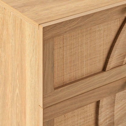 DUS-CC2-05936 Grade-B Dusk Raven Light Wood & Rattan 6 Drawer Chest RRP £259.00