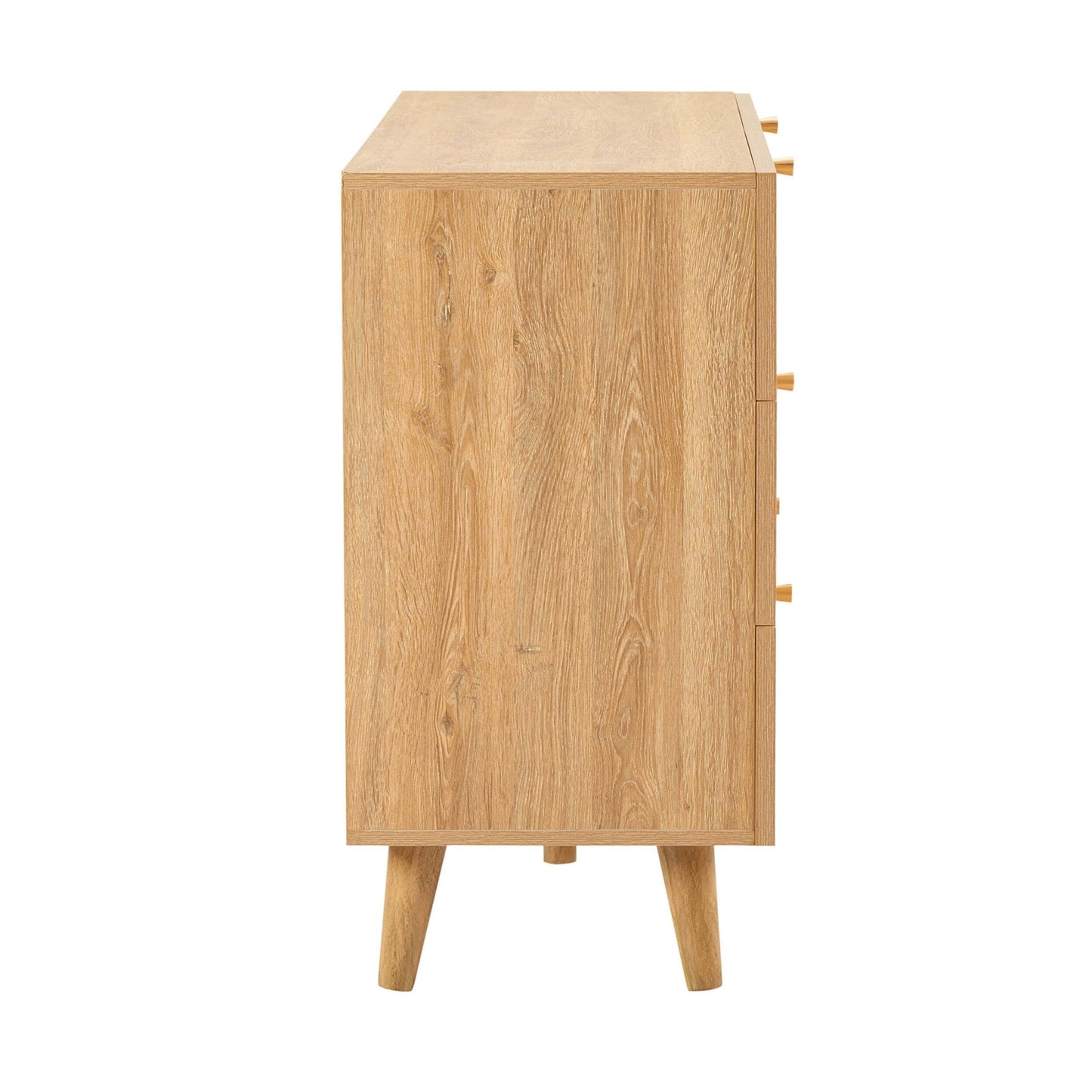 DUS-CC2-05936 Grade-B Dusk Raven Light Wood & Rattan 6 Drawer Chest RRP £259.00
