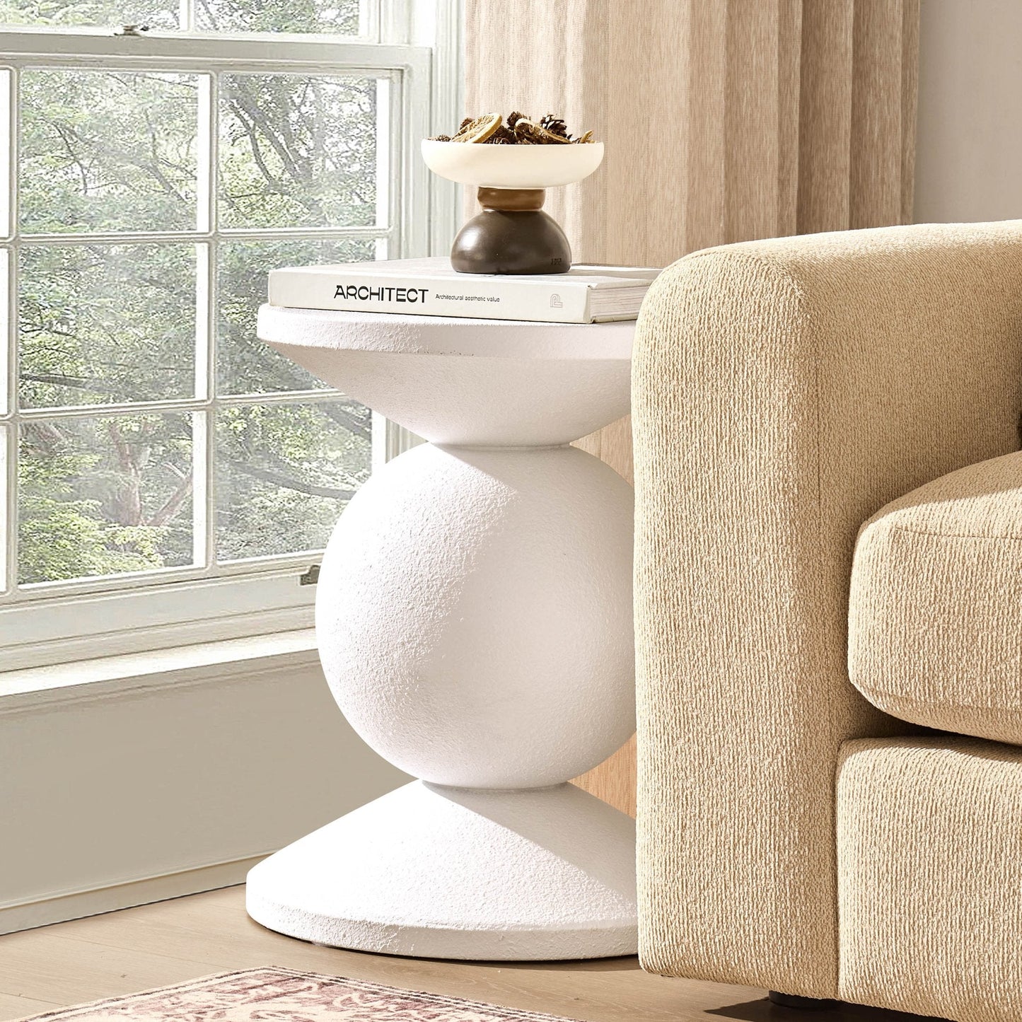 DUS-CC2-05484 Grade-B Dusk Raya Side Table - Off White RRP £67.00