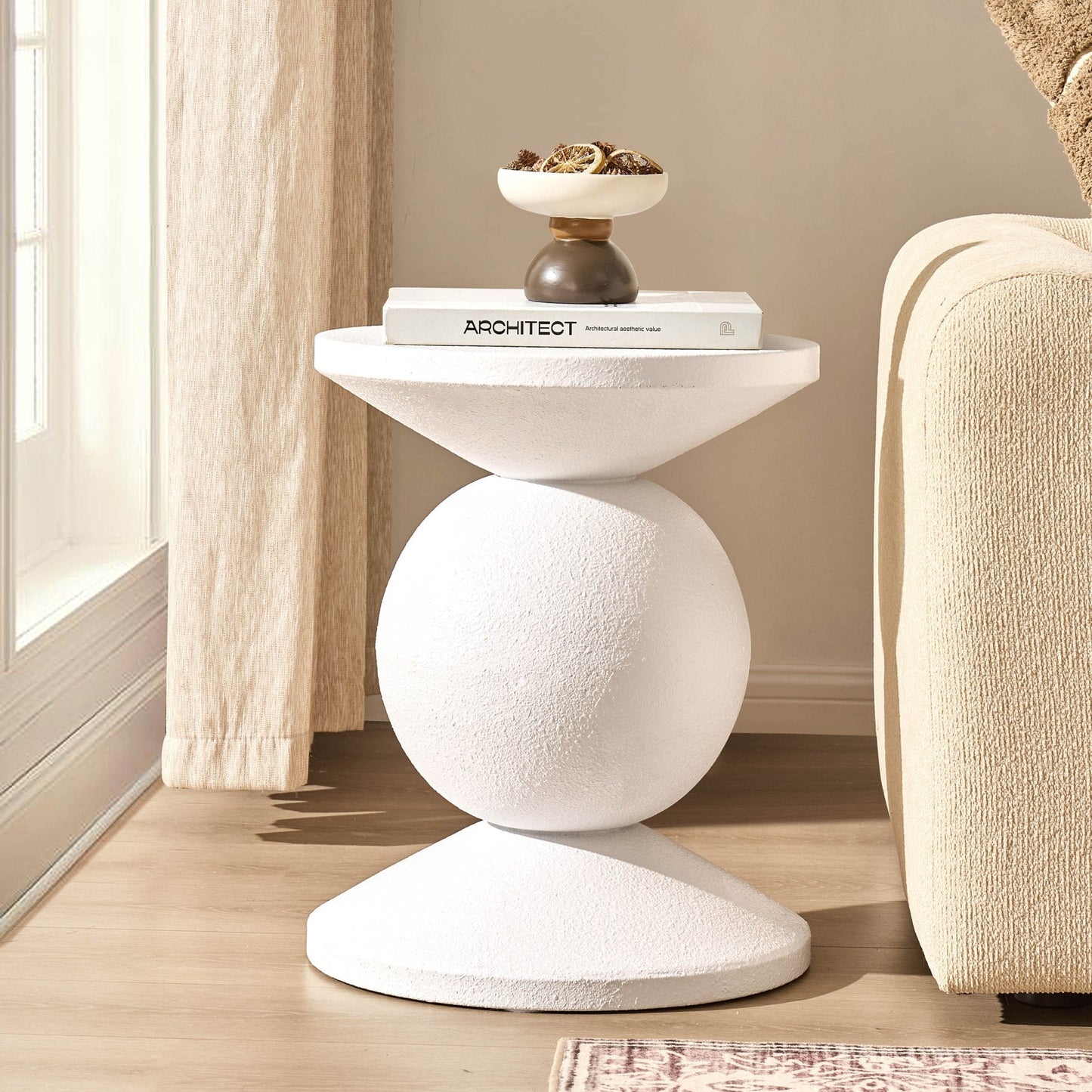DUS-CC2-05484 Grade-B Dusk Raya Side Table - Off White RRP £67.00