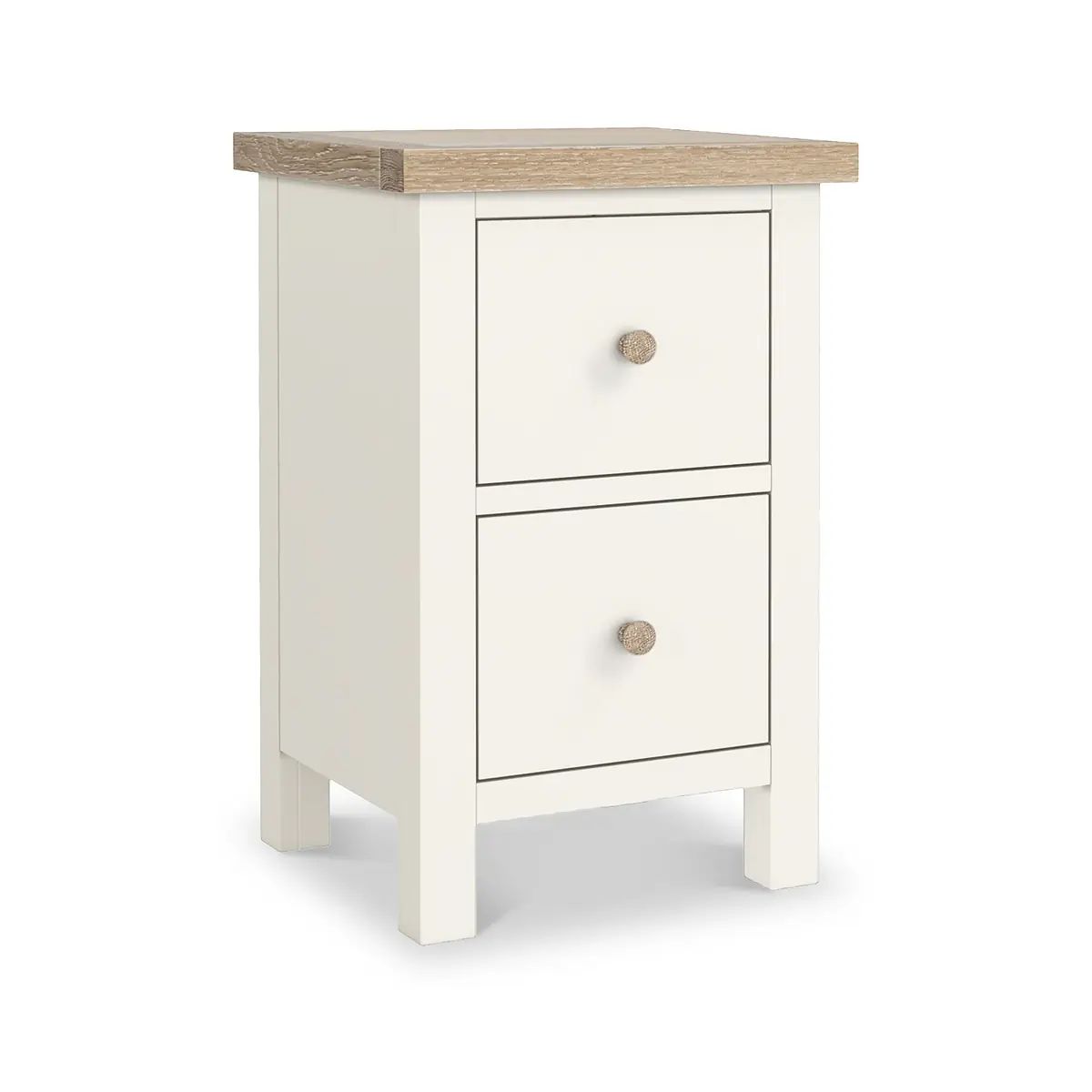 ROS-OUT-00527 Grade-C1 Roseland Furniture Farro Coconut White & Oak Slim Bedside Table RRP £94.95