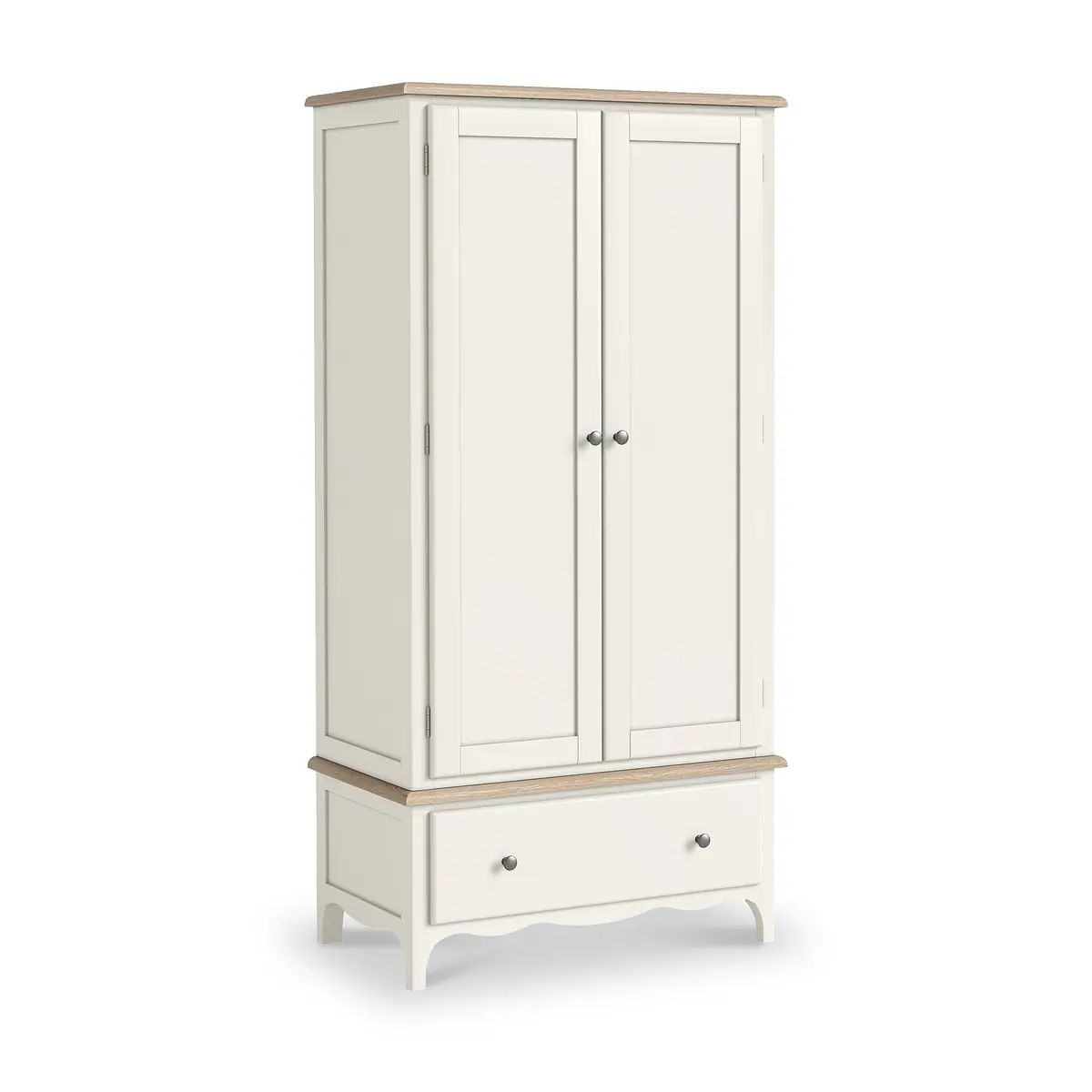 Roseland Grade B Furniture Celine Coconut White & Oak Top Double Wardrobe RRP £570