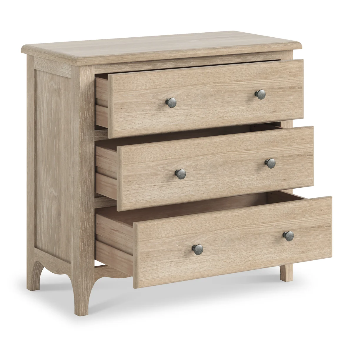 Roseland Furniture Celine Washed Oak 3 Drawer Chest of Drawers RRP £270
