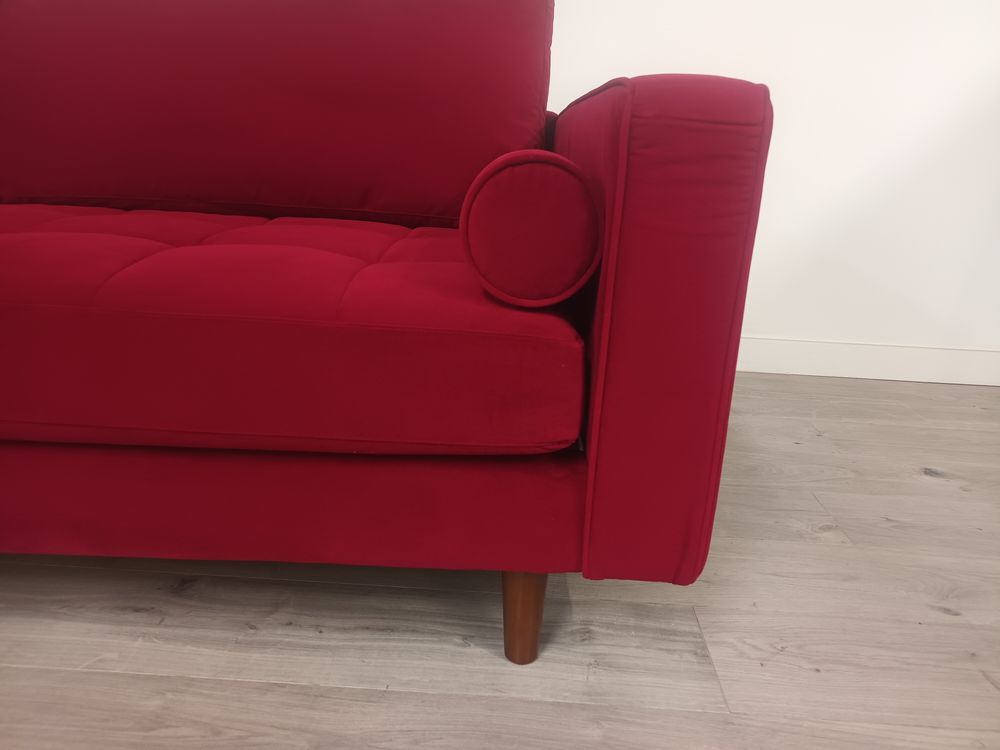 Sofia Grade B Vergara Pacific Palisades Scarlet Plush Mid-Century 3-Seater Sofa RRP £800