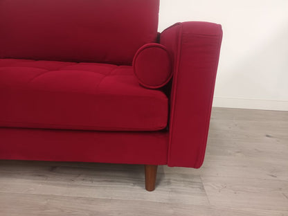 Sofia Grade B Vergara Pacific Palisades Scarlet Plush Mid-Century 3-Seater Sofa RRP £800
